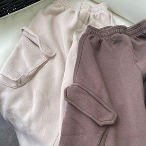 Zara Kids' Soft Joggers - Cream and Brown